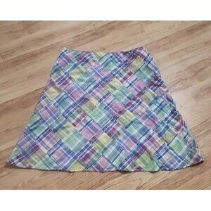 Y2K Vintage Colorful Patchwork Madras Short Skirt Sz 10 LILLY STANHOPE SIDE ZIP